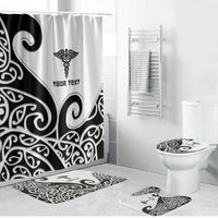 Personalised New Zealand Nurse Bathroom Set Maori Koru Black Version LT05 Bathroom Set (4 pcs) Black - Polynesian Pride
