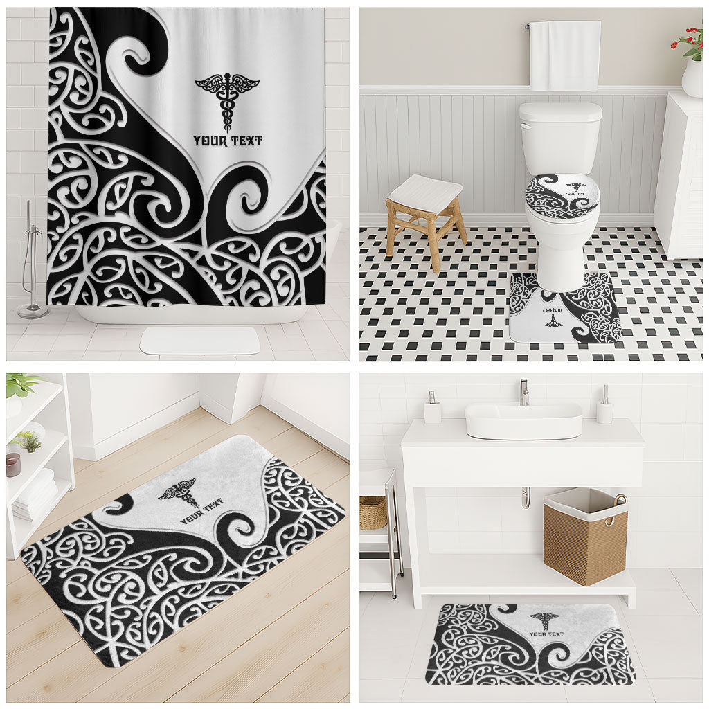 Personalised New Zealand Nurse Bathroom Set Maori Koru Black Version LT05 - Polynesian Pride