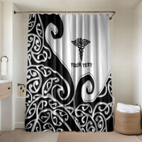 Personalised New Zealand Nurse Bathroom Set Maori Koru Black Version LT05 Shower Curtain Only Black - Polynesian Pride