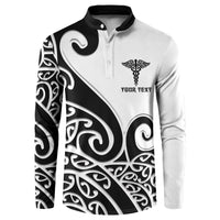 Personalised New Zealand Nurse Button Sweatshirt Maori Koru Black Version LT05 Black - Polynesian Pride