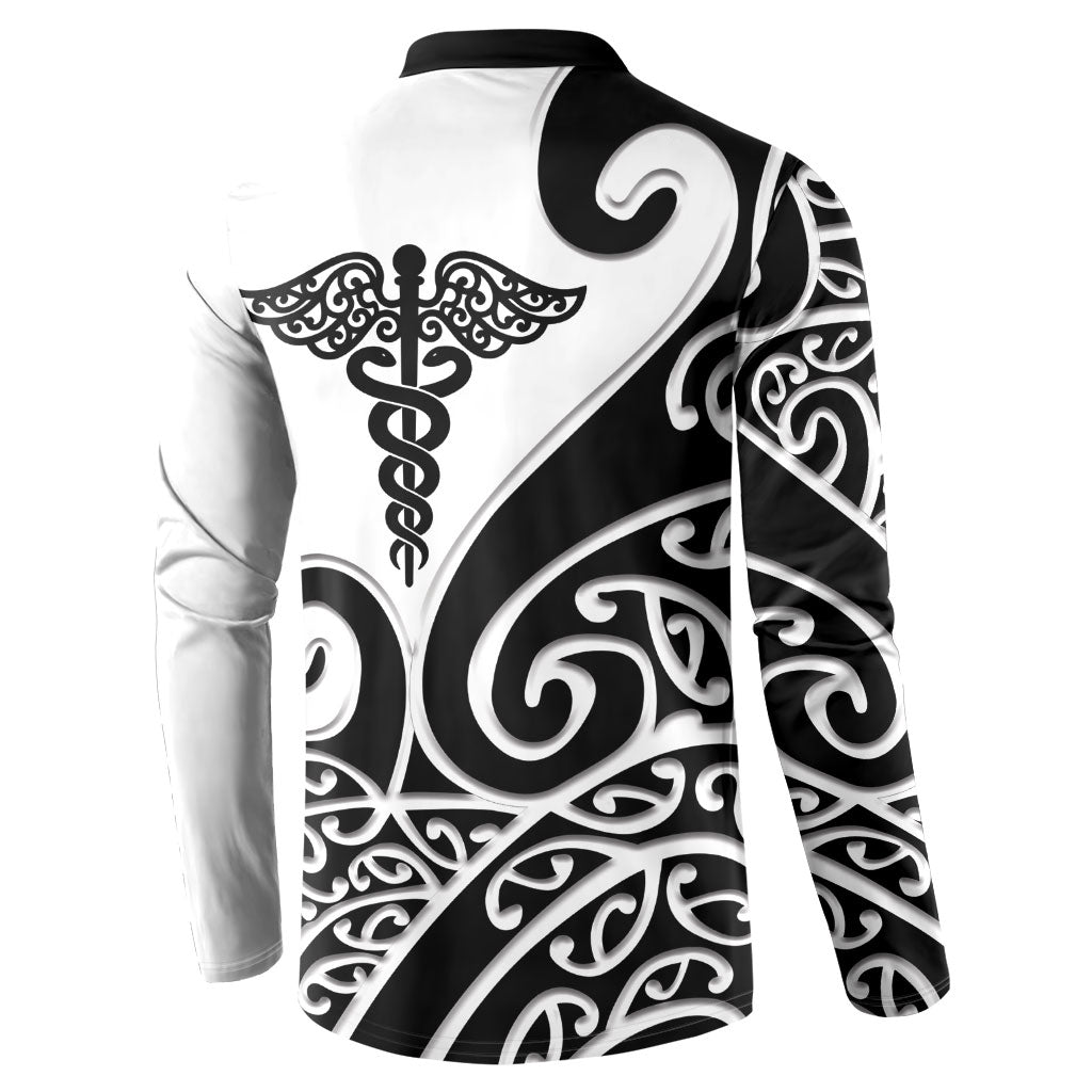 Personalised New Zealand Nurse Button Sweatshirt Maori Koru Black Version LT05 - Polynesian Pride