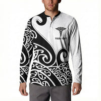 Personalised New Zealand Nurse Button Sweatshirt Maori Koru Black Version LT05 - Polynesian Pride