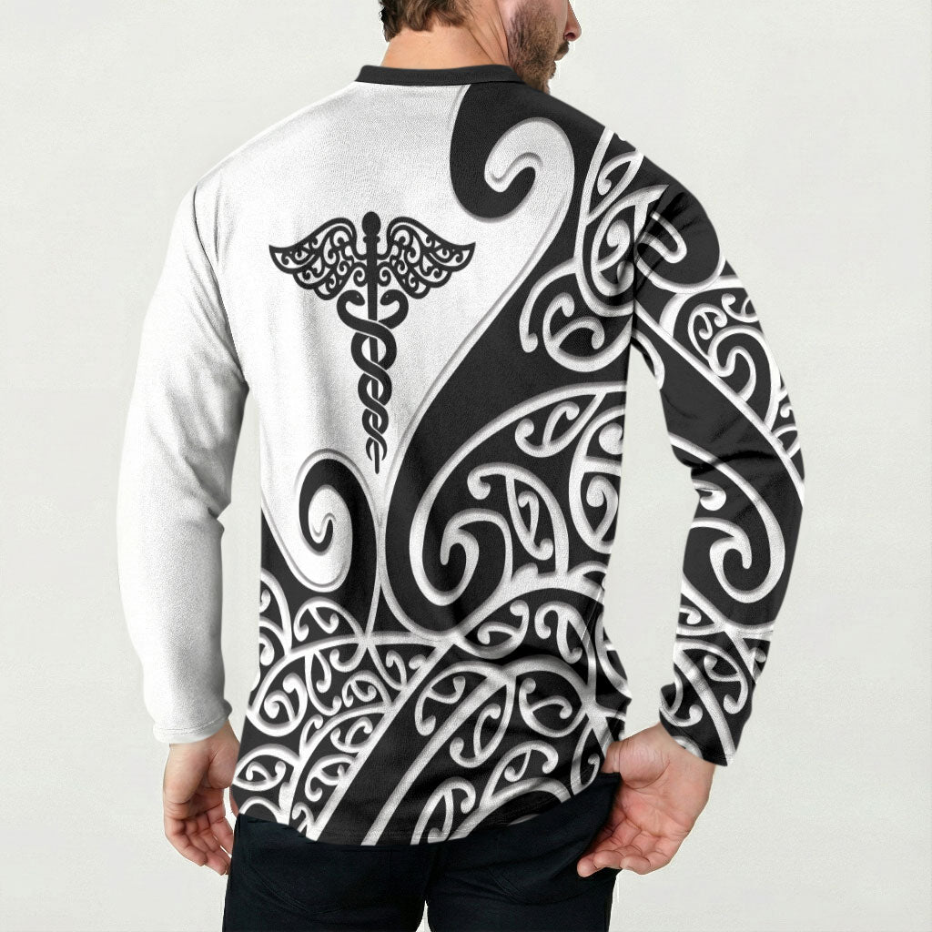 Personalised New Zealand Nurse Button Sweatshirt Maori Koru Black Version LT05 - Polynesian Pride