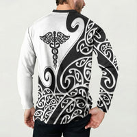Personalised New Zealand Nurse Button Sweatshirt Maori Koru Black Version LT05 - Polynesian Pride