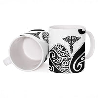 Personalised New Zealand Nurse Ceramic Mug Maori Koru Black Version LT05 - Polynesian Pride