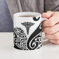 Personalised New Zealand Nurse Ceramic Mug Maori Koru Black Version LT05 - Polynesian Pride