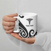 Personalised New Zealand Nurse Ceramic Mug Maori Koru Black Version LT05 - Polynesian Pride