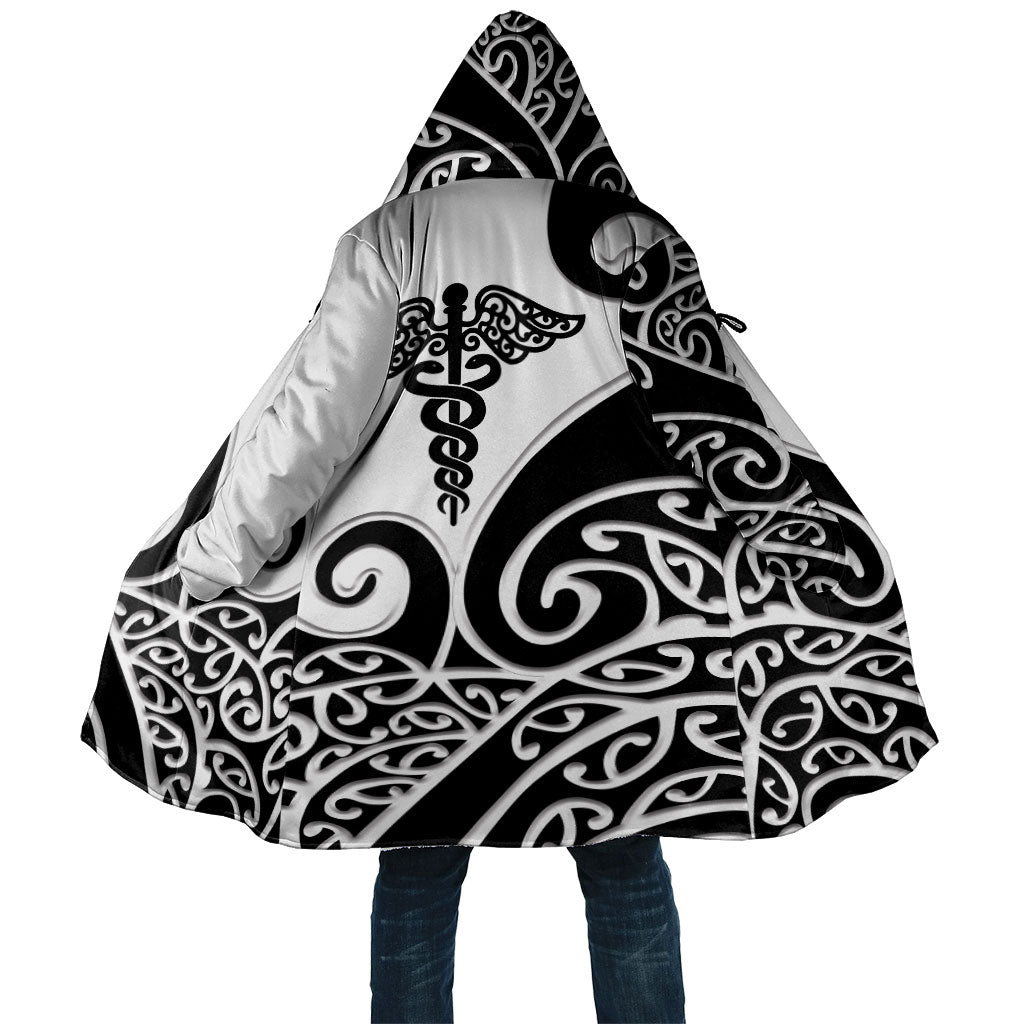 Personalised New Zealand Nurse Cloak Maori Koru Black Version LT05 Unisex Black - Polynesian Pride