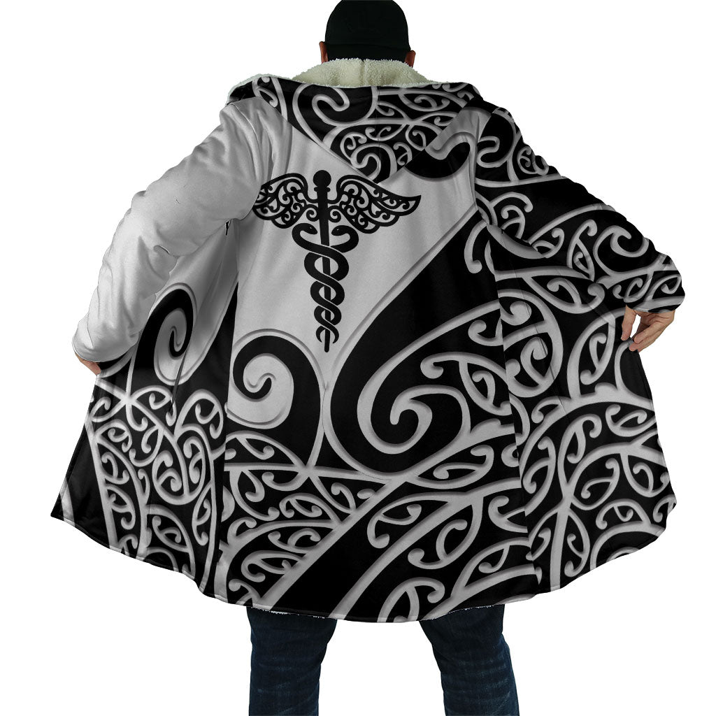Personalised New Zealand Nurse Cloak Maori Koru Black Version LT05 - Polynesian Pride
