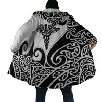 Personalised New Zealand Nurse Cloak Maori Koru Black Version LT05 - Polynesian Pride
