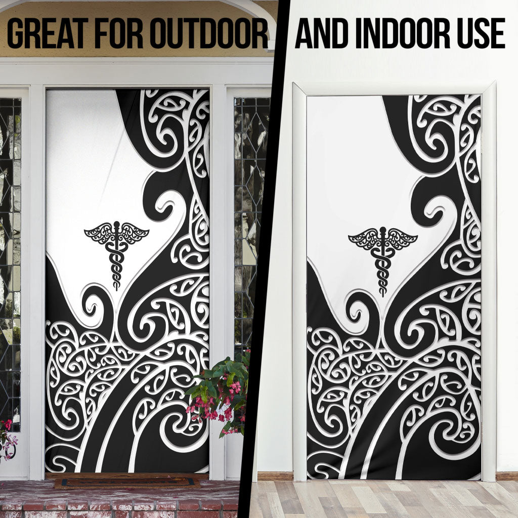 New Zealand Nurse Door Cover Maori Koru Black Version LT05 - Polynesian Pride