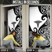 New Zealand Nurse Door Cover Maori Koru Black Version LT05 - Polynesian Pride
