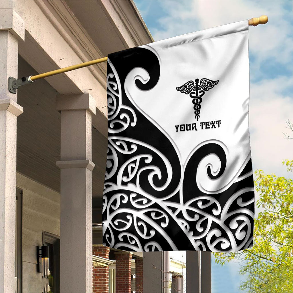 Personalised New Zealand Nurse Garden Flag Maori Koru Black Version LT05 House Flag Black - Polynesian Pride