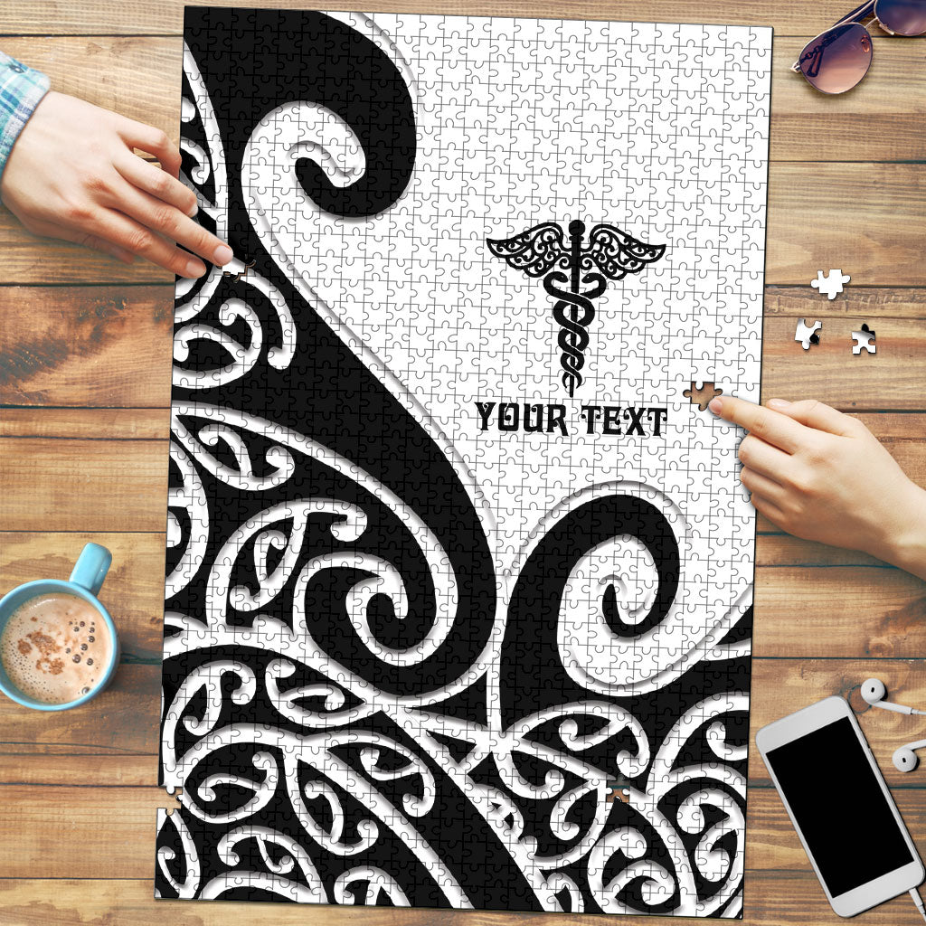 Personalised New Zealand Nurse Puzzle Maori Koru Black Version LT05 Black - Polynesian Pride