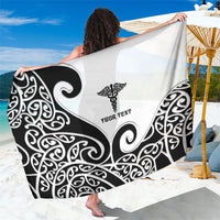Personalised New Zealand Nurse Sarong Maori Koru Black Version LT05 One Size 44 x 66 inches Black - Polynesian Pride