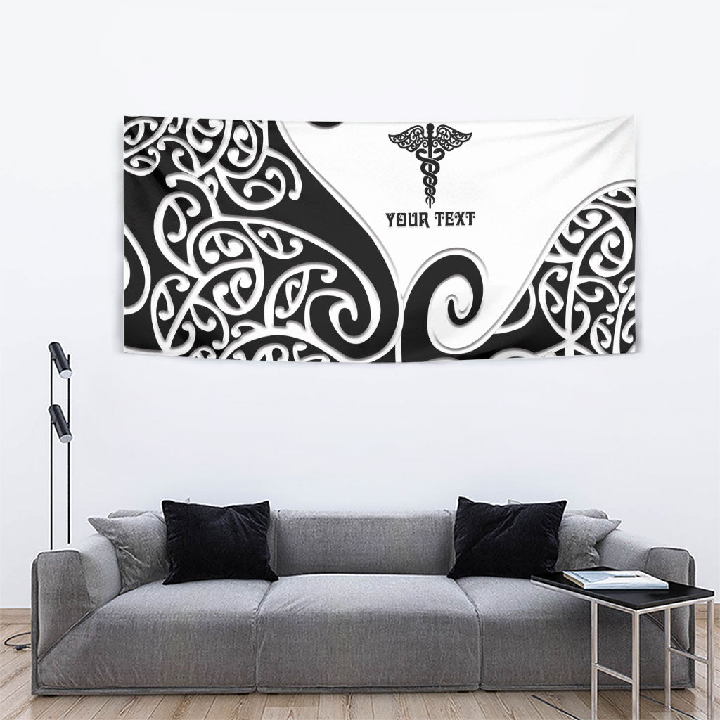 Personalised New Zealand Nurse Tapestry Maori Koru Black Version LT05 - Polynesian Pride