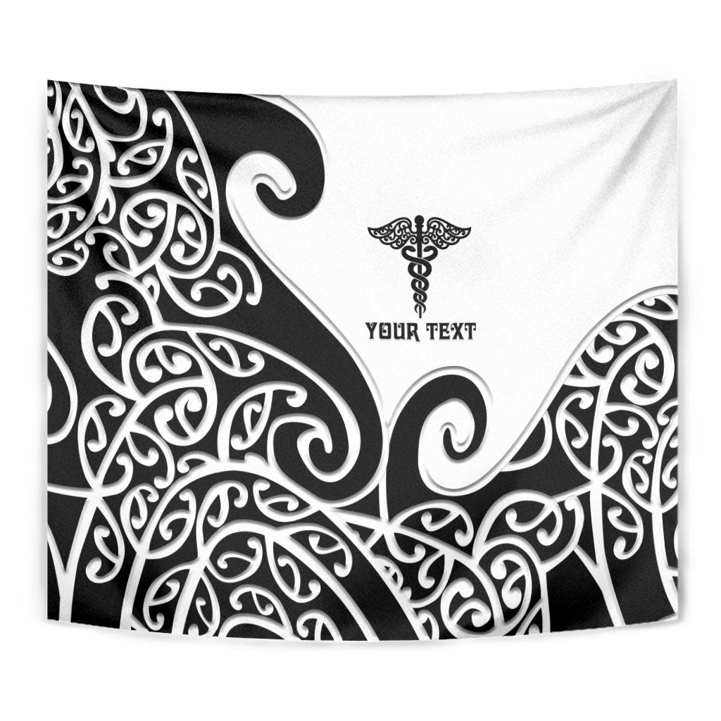 Personalised New Zealand Nurse Tapestry Maori Koru Black Version LT05 - Polynesian Pride