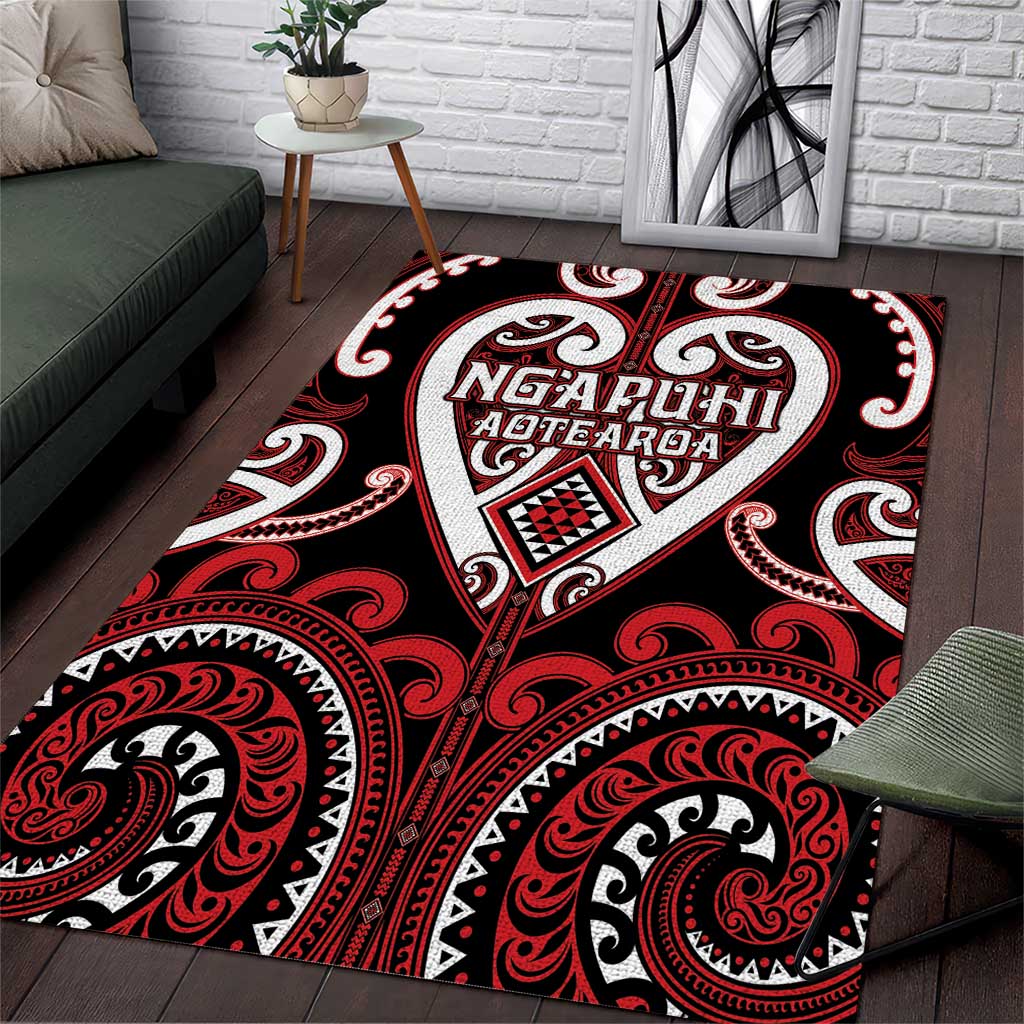 Aotearoa Ngapuhi Area Rug Maori Tribal Pattern LT05 Red - Polynesian Pride