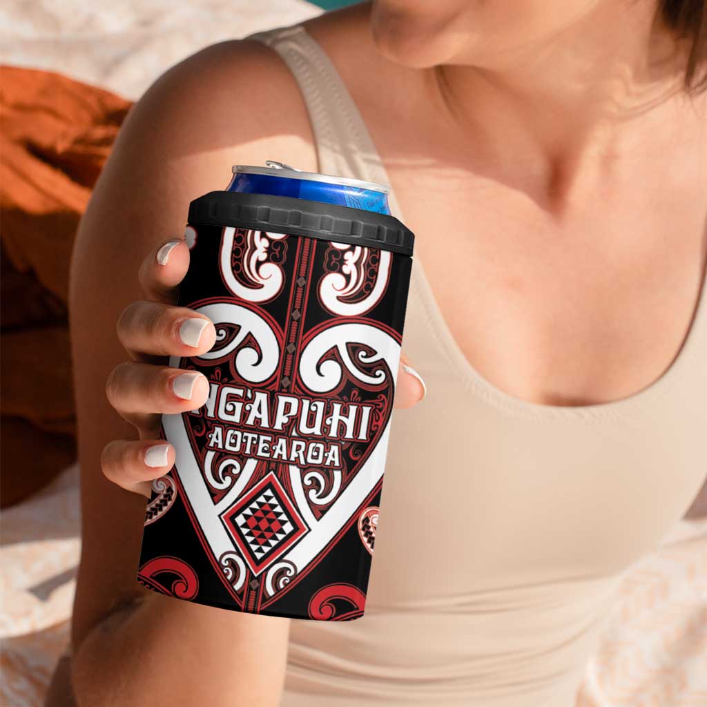 Custom Aotearoa Ngapuhi 4 in 1 Can Cooler Tumbler Maori Tribal Pattern LT05 - Polynesian Pride