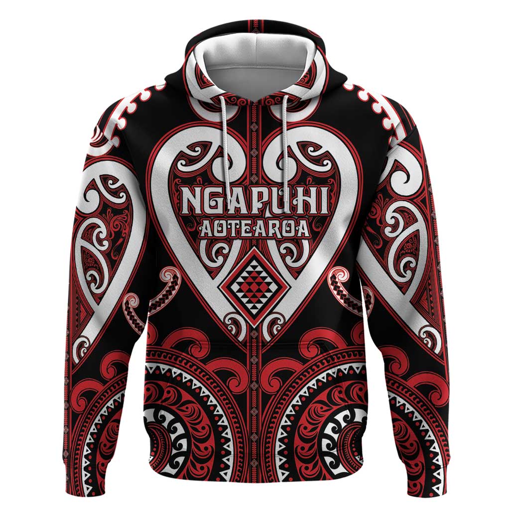 Custom Aotearoa Ngapuhi Hoodie Maori Tribal Pattern LT05 Pullover Hoodie Red - Polynesian Pride