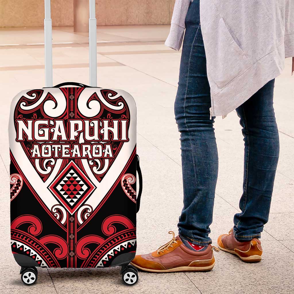 Aotearoa Ngapuhi Luggage Cover Maori Tribal Pattern LT05 Red - Polynesian Pride