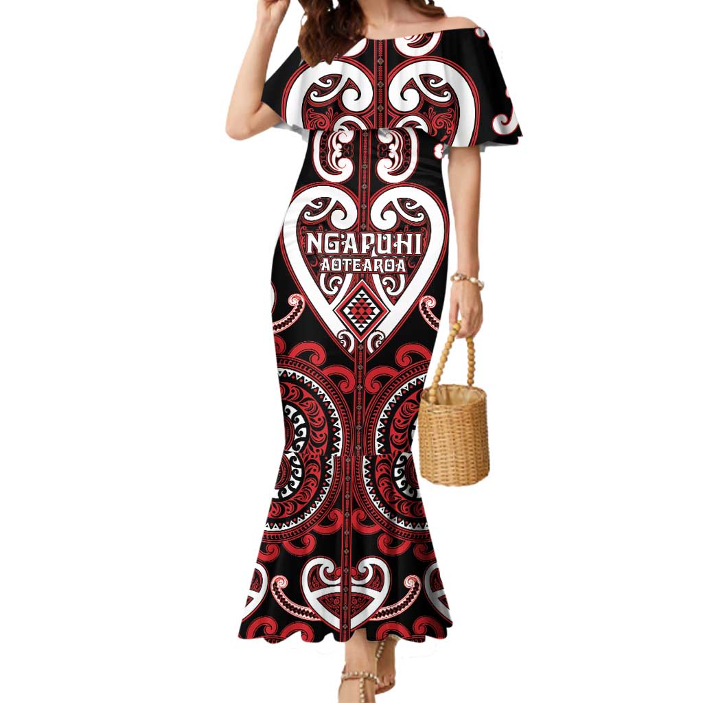 Custom Aotearoa Ngapuhi Mermaid Dress Maori Tribal Pattern LT05 Women Red - Polynesian Pride