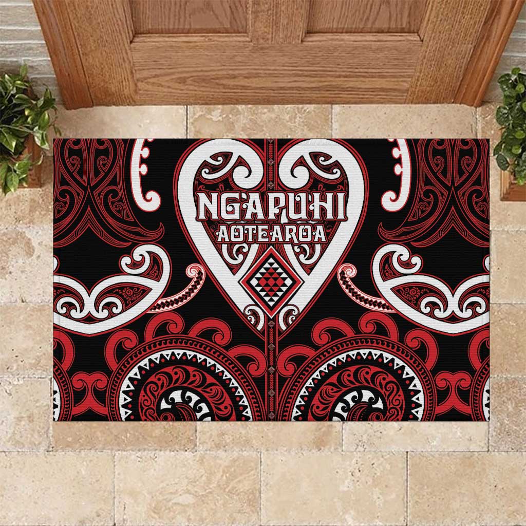 Aotearoa Ngapuhi Rubber Doormat Maori Tribal Pattern LT05 Red - Polynesian Pride