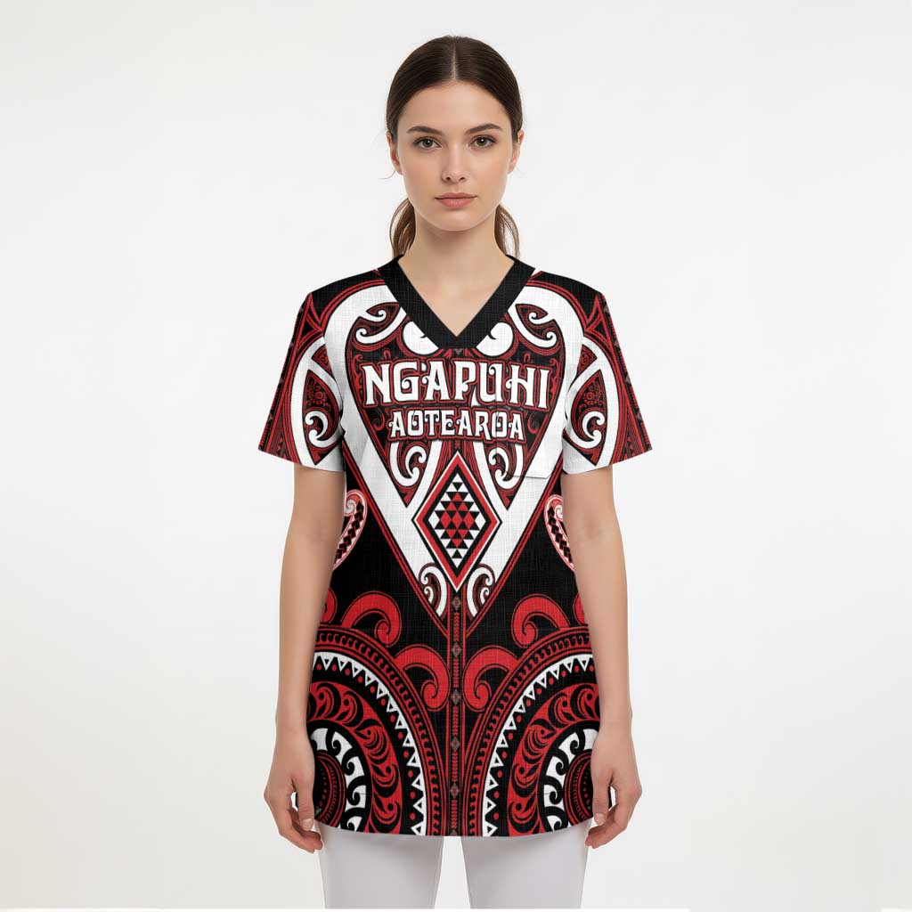 Custom Aotearoa Ngapuhi Scrub Top Maori Tribal Pattern LT05 - Polynesian Pride