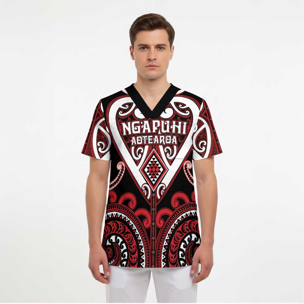 Custom Aotearoa Ngapuhi Scrub Top Maori Tribal Pattern LT05 - Polynesian Pride