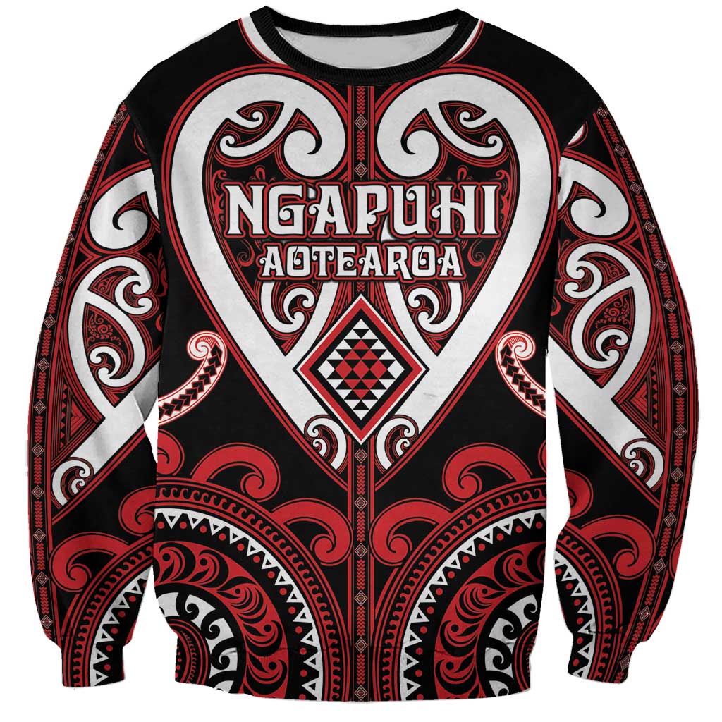 Custom Aotearoa Ngapuhi Sweatshirt Maori Tribal Pattern LT05 Unisex Red - Polynesian Pride
