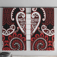 Aotearoa Ngapuhi Window Curtain Maori Tribal Pattern LT05 With Hooks Red - Polynesian Pride