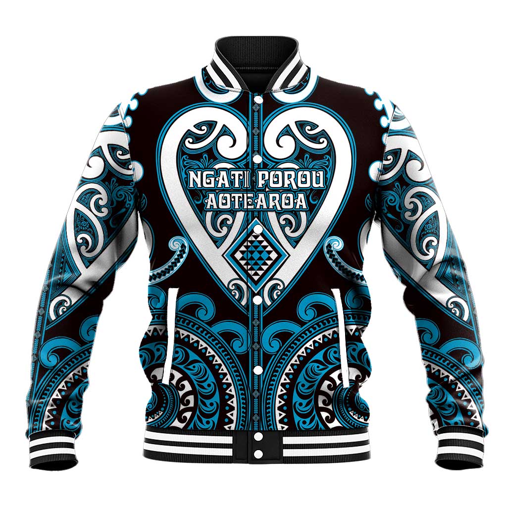Custom Aotearoa Ngati Porou Baseball Jacket Maori Tribal Pattern LT05 Unisex Blue - Polynesian Pride