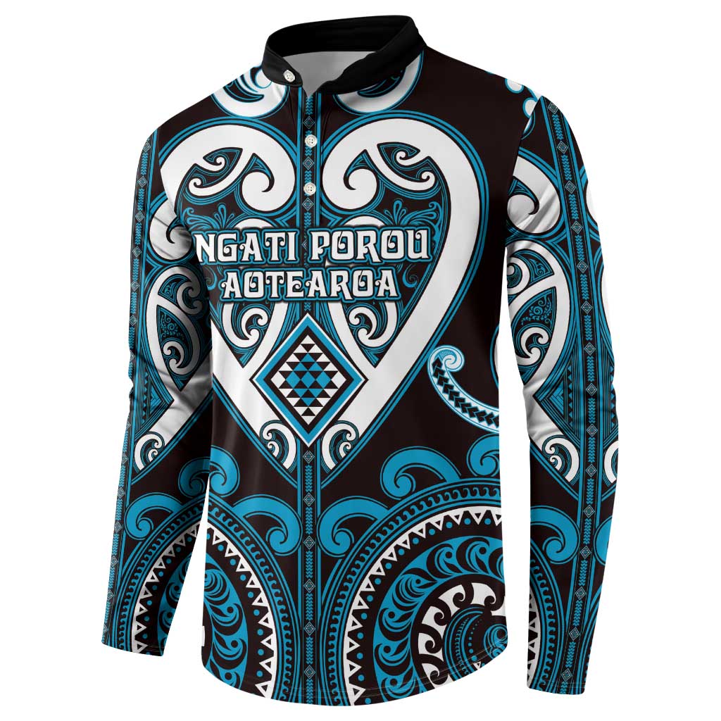 Custom Aotearoa Ngati Porou Button Sweatshirt Maori Tribal Pattern LT05 - Polynesian Pride
