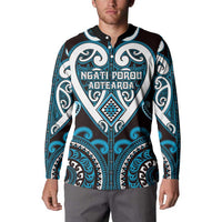Custom Aotearoa Ngati Porou Button Sweatshirt Maori Tribal Pattern LT05 - Polynesian Pride