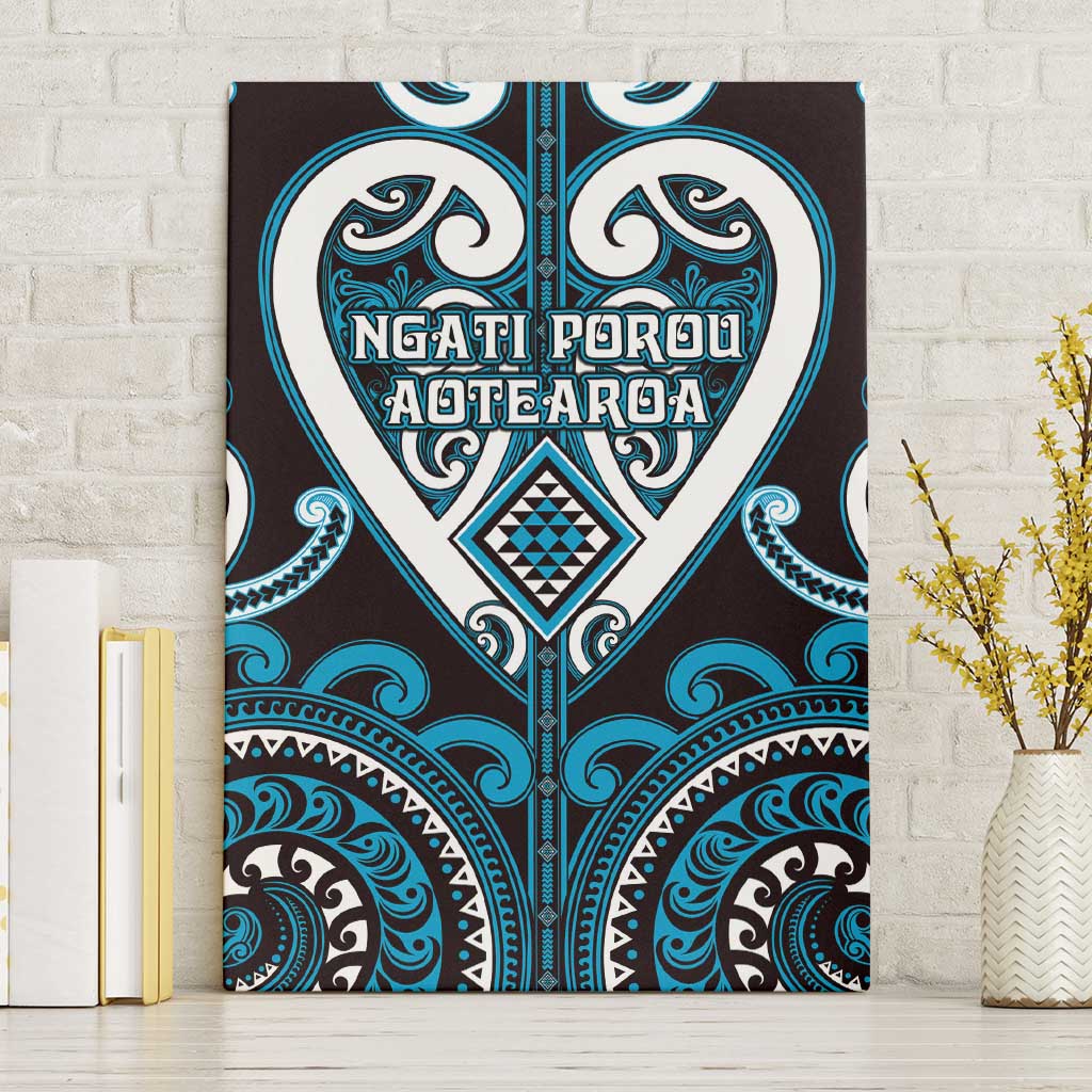 Aotearoa Ngati Porou Canvas Wall Art Maori Tribal Pattern LT05 Without Frame Blue - Polynesian Pride