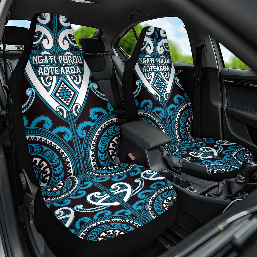 Aotearoa Ngati Porou Car Seat Cover Maori Tribal Pattern LT05 One Size Blue - Polynesian Pride