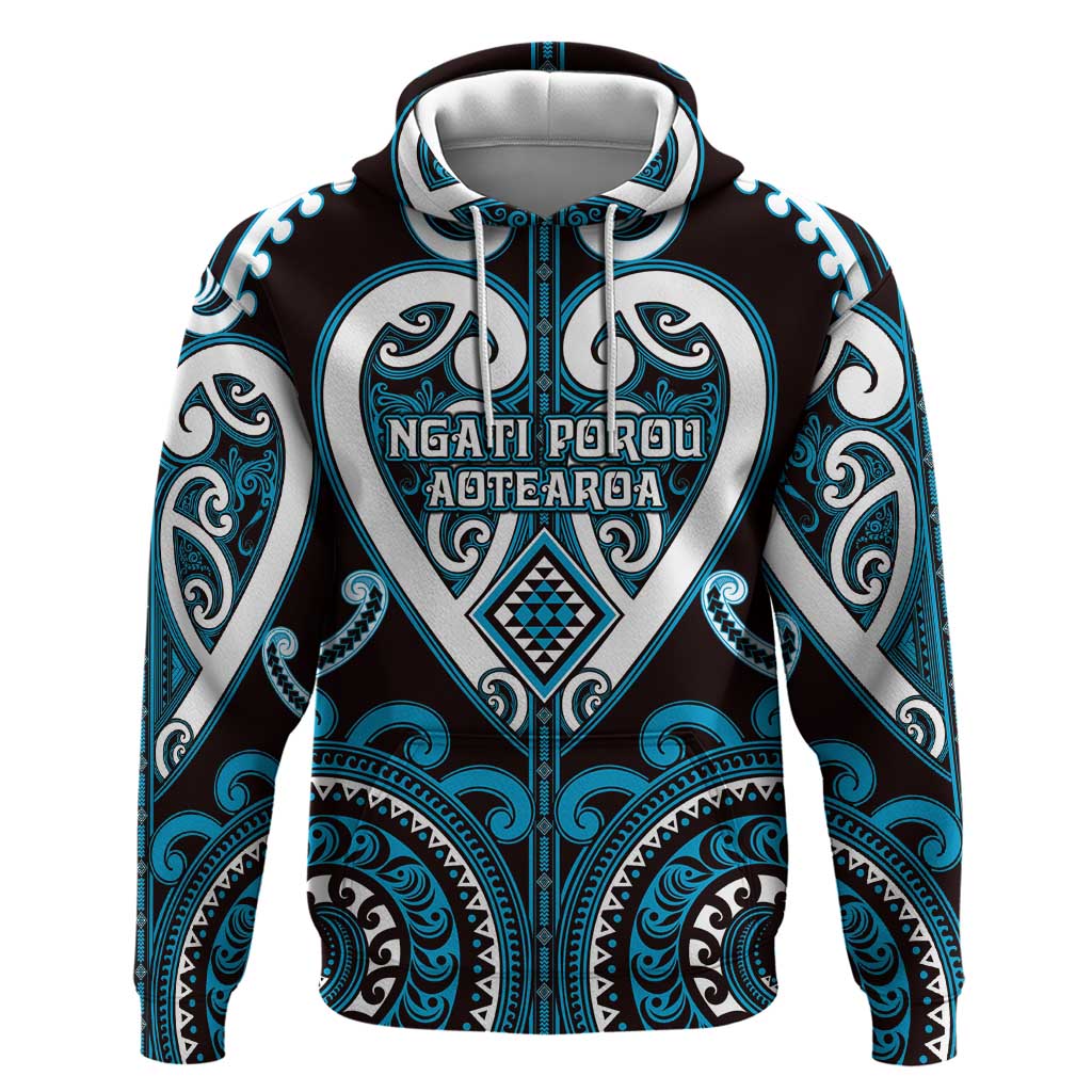 Custom Aotearoa Ngati Porou Hoodie Maori Tribal Pattern LT05 Pullover Hoodie Blue - Polynesian Pride