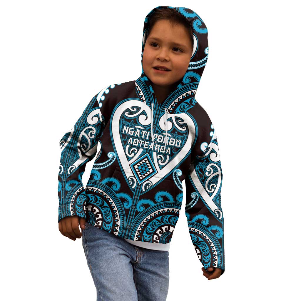 Custom Aotearoa Ngati Porou Kid Hoodie Maori Tribal Pattern LT05 - Polynesian Pride