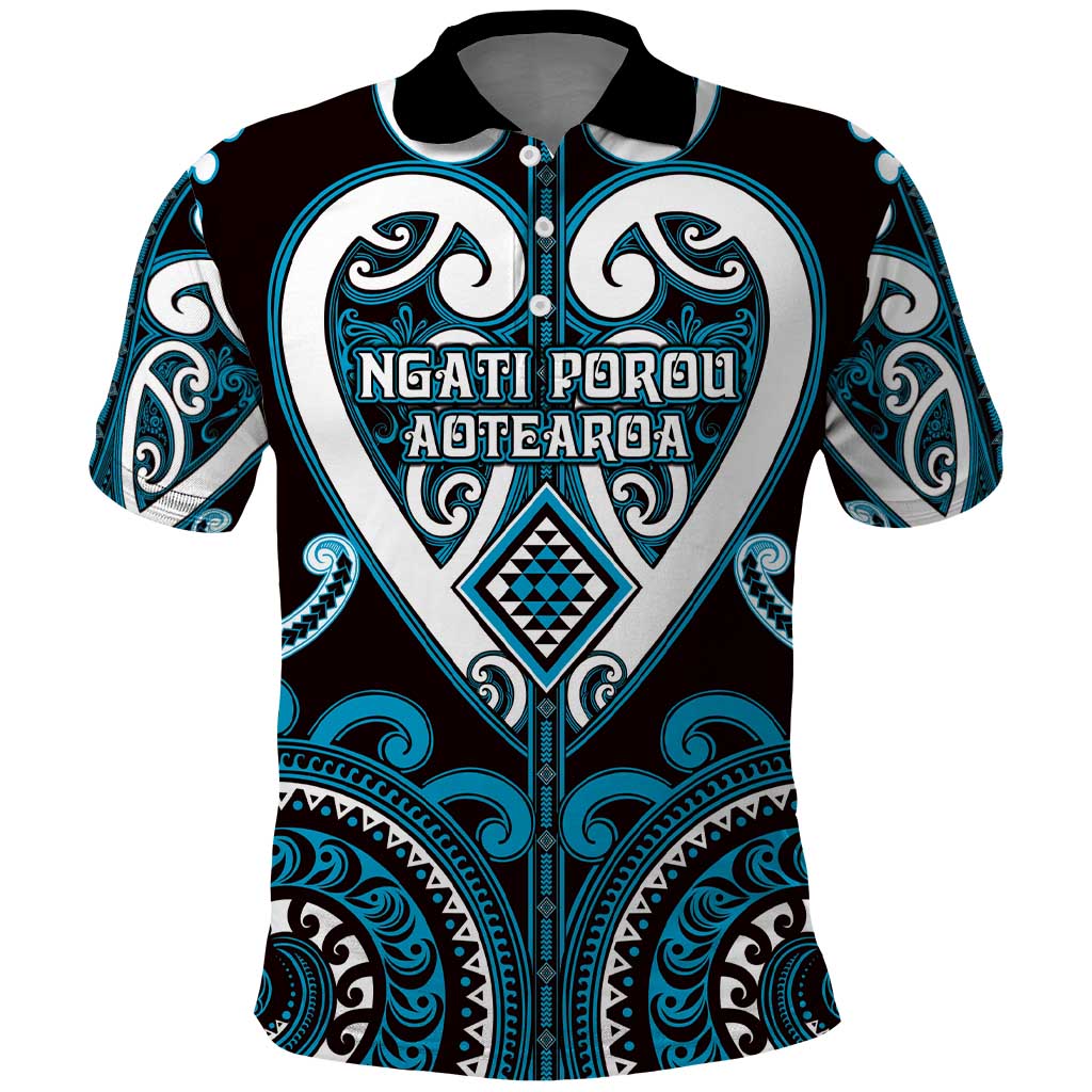 Custom Aotearoa Ngati Porou Polo Shirt Maori Tribal Pattern LT05 Blue - Polynesian Pride