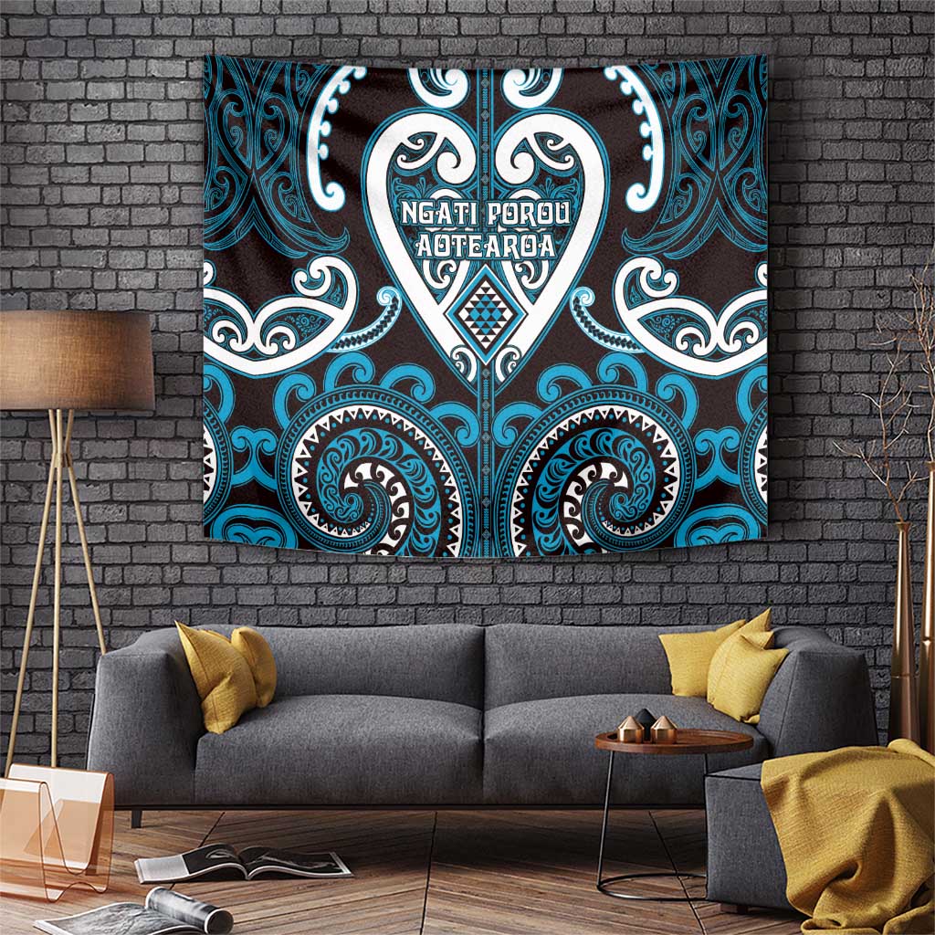 Aotearoa Ngati Porou Tapestry Maori Tribal Pattern LT05 Blue - Polynesian Pride