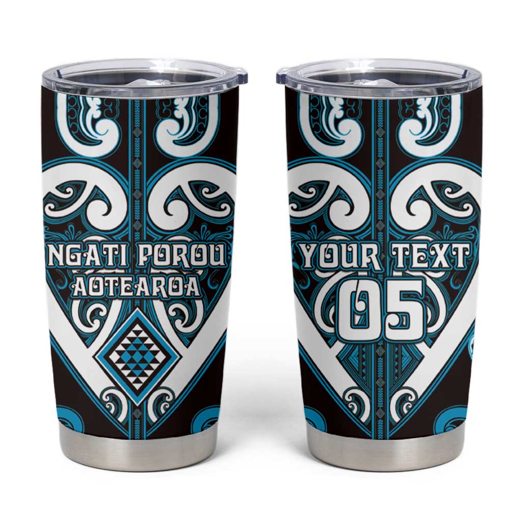 Custom Aotearoa Ngati Porou Tumbler Cup Maori Tribal Pattern LT05 Blue - Polynesian Pride