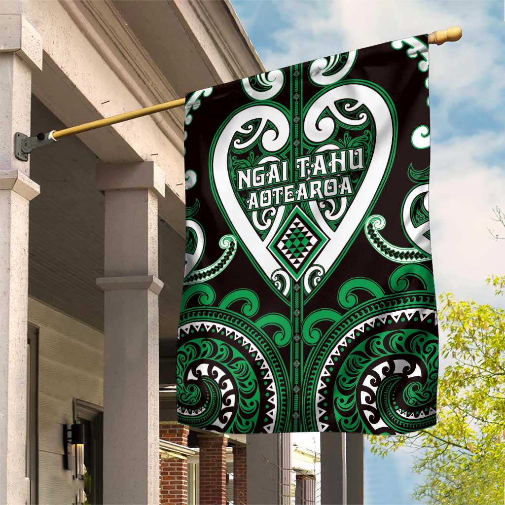 Aotearoa Ngai Tahu Garden Flag Maori Tribal Pattern LT05 House Flag Green - Polynesian Pride