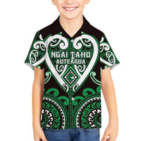 Custom Aotearoa Ngai Tahu Kid Hawaiian Shirt Maori Tribal Pattern LT05 Kid Green - Polynesian Pride