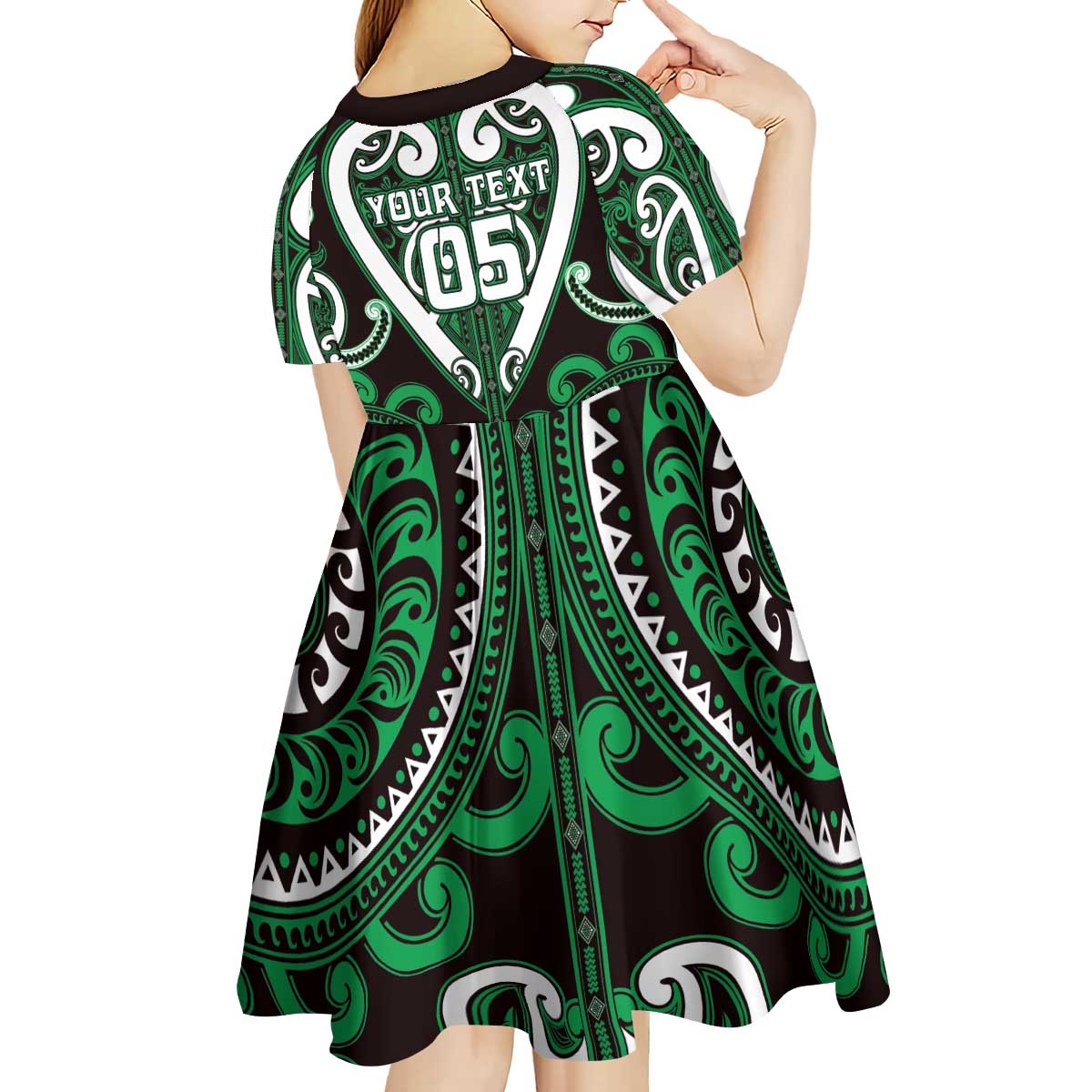 Custom Aotearoa Ngai Tahu Kid Short Sleeve Dress Maori Tribal Pattern LT05 - Polynesian Pride