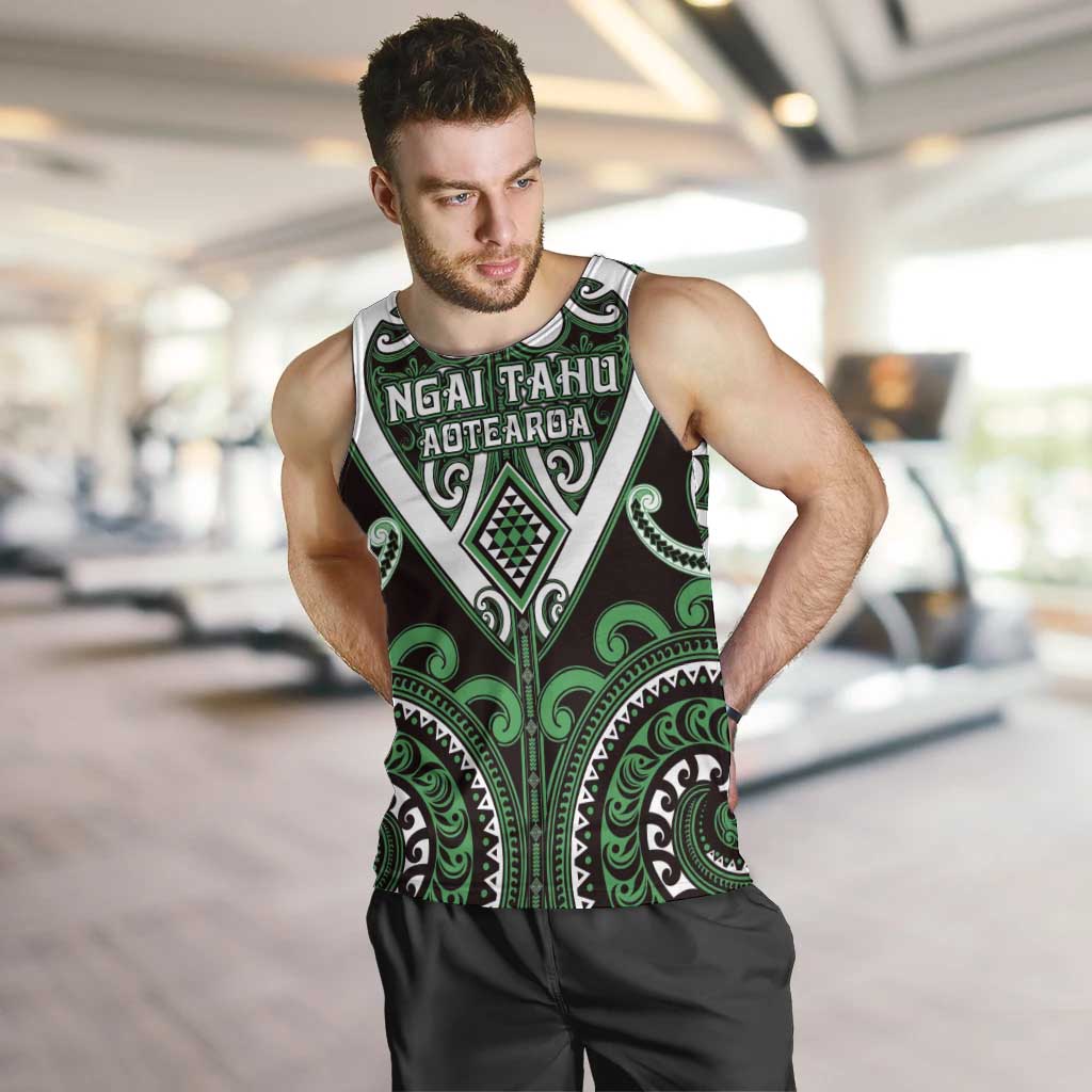 Custom Aotearoa Ngai Tahu Men Tank Top Maori Tribal Pattern LT05 Green - Polynesian Pride