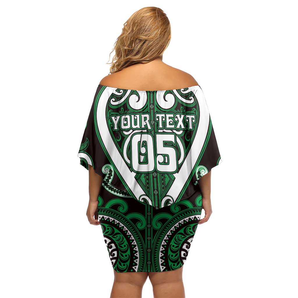 Custom Aotearoa Ngai Tahu Off Shoulder Short Dress Maori Tribal Pattern LT05 - Polynesian Pride