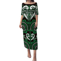 Custom Aotearoa Ngai Tahu Puletasi Maori Tribal Pattern LT05 Long Dress Green - Polynesian Pride