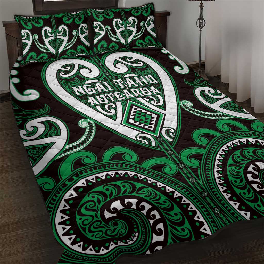 Aotearoa Ngai Tahu Quilt Bed Set Maori Tribal Pattern LT05 Green - Polynesian Pride