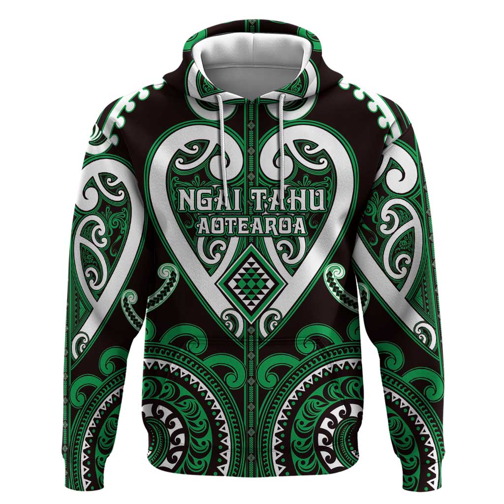 Custom Aotearoa Ngai Tahu Zip Hoodie Maori Tribal Pattern LT05 Pullover Hoodie Green - Polynesian Pride