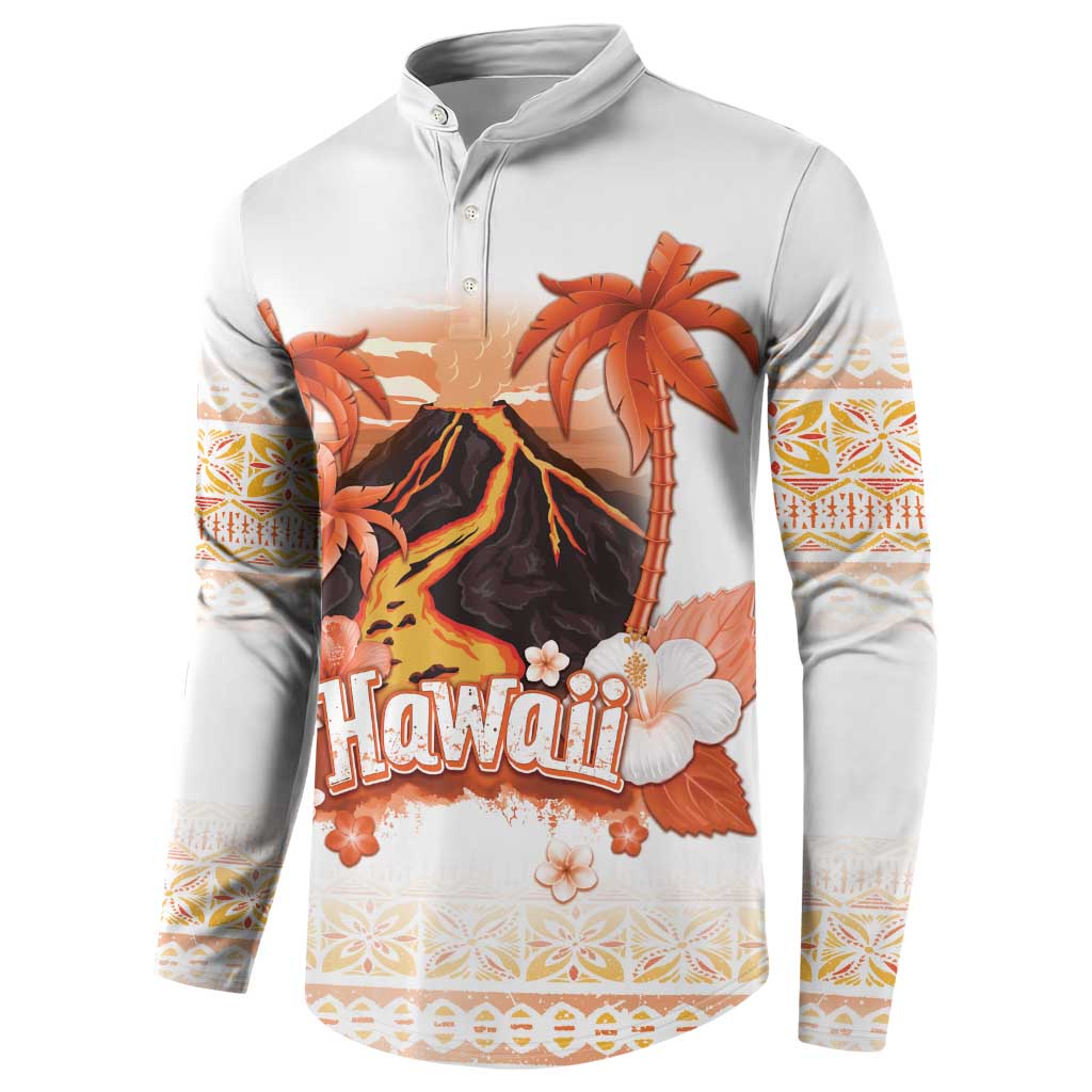 Hawaiian Volcano Lava Flow Button Sweatshirt With Hawaiian Tapa Pattern LT05 - Polynesian Pride